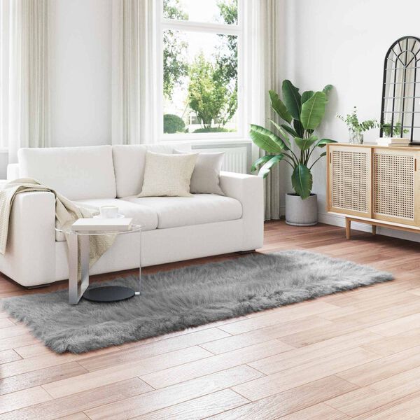 vidaXL Umjetni Tepih od Ovčje Kože Tafalla Siva 80 x 250 cm Poliester