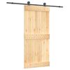 vidaXL Klizna vrata Prirodna i crna 95 x 210 cm Čvrsta borovina