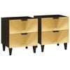 vidaXL Noćni ormar 2 pcs Crna i zlatna 40 x 33 x 46 cm