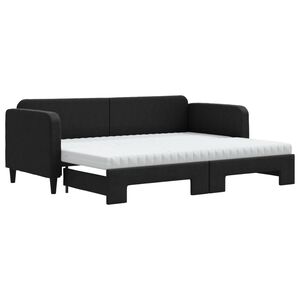 vidaXL Dnevni krevet na razvlačenje s madracima crni 80x200 cm tkanina