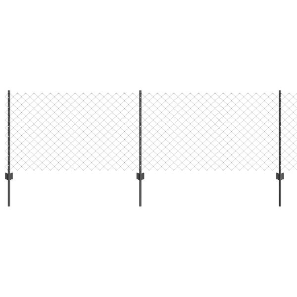 vidaXL Ograda s postovima Siva 0,8 x 10 m Čelik i PVC