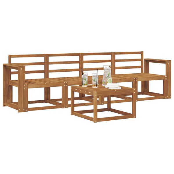 vidaXL Set vanjskih sofa 5 pcs Prirodna Čvrsto drvo akacije