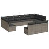vidaXL 13-dijelni set vrtnih sofa od poliratana s jastucima sivi