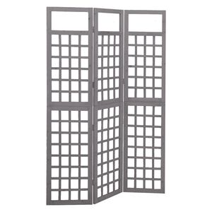 vidaXL Sobna pregrada / re&scaron;etka s 3 panela od jelovine siva 121x180 cm