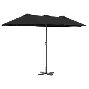 vidaXL Vrtni suncobran 370 x 197 x 239 cm Poliester i aluminij Crna