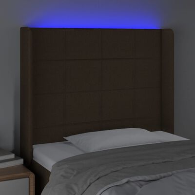 vidaXL LED uzglavlje tamnosmeđe 83x16x118/128 cm od tkanine