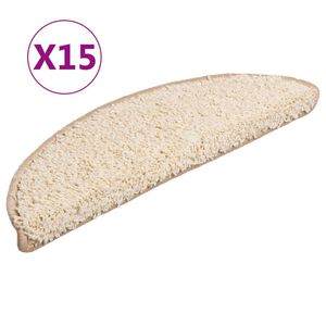 vidaXL Prostirke za stepenice 15 kom 56x17x3 cm krem poluokrugle