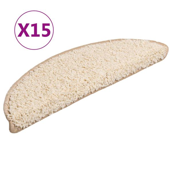 vidaXL Prostirke za stepenice 15 kom 56x17x3 cm krem poluokrugle