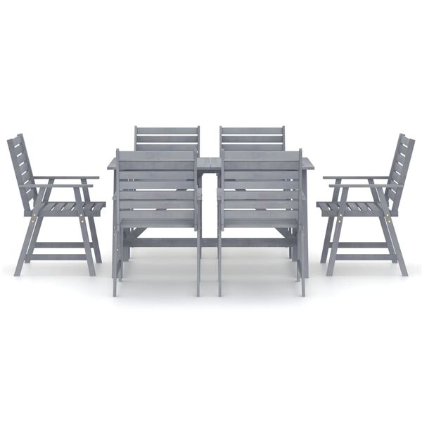vidaXL 7-dijelni vrtni blagovaonski set sivi od bagremovog drva
