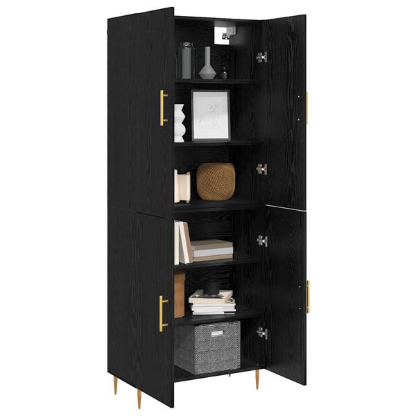 vidaXL Highboard Zidne Crni hrast 69,5 x 34 x 180 cm Konstruirano drvo