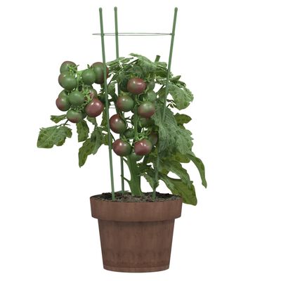 vidaXL Kolci za vrtne biljke s 3 prstena 5 kom zeleni 45 cm čelični