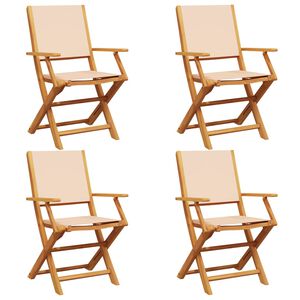vidaXL Sklopive vrtne stolice 4 kom bež od tkanine i masivnog drva