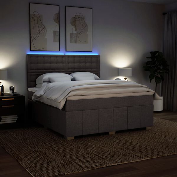 vidaXL Krevet s oprugama i madracem smeđesivi 180x200 cm tkanina