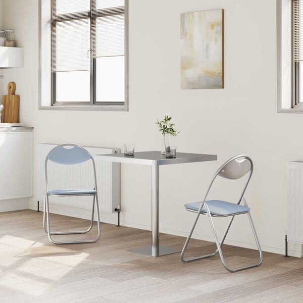 vidaXL Sklopiva stolica 2 pcs Sivi 48 x 43,5 x 81 cm Lažna koža
