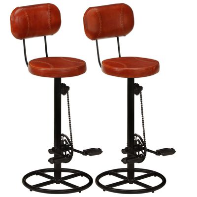 vidaXL Barski stolci od prave kozje kože 2 kom crno-smeđi