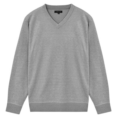 vidaXL Muški pulover s V-izrezom sivi XL