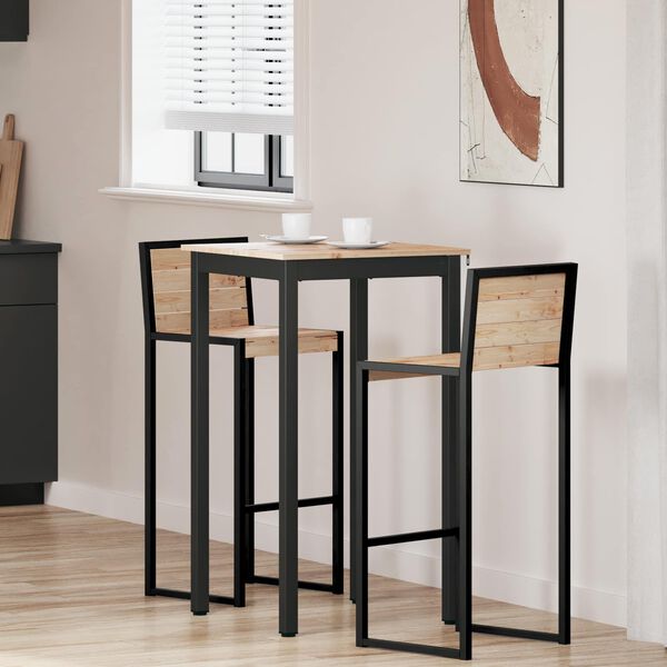 vidaXL Stol za bar Prirodna 60 x 60 x 105 cm Čvrsto borovo drvo