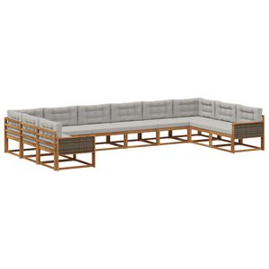 vidaXL Set vanjskih sofa 10 kom. Prirodna i svjetlosiva