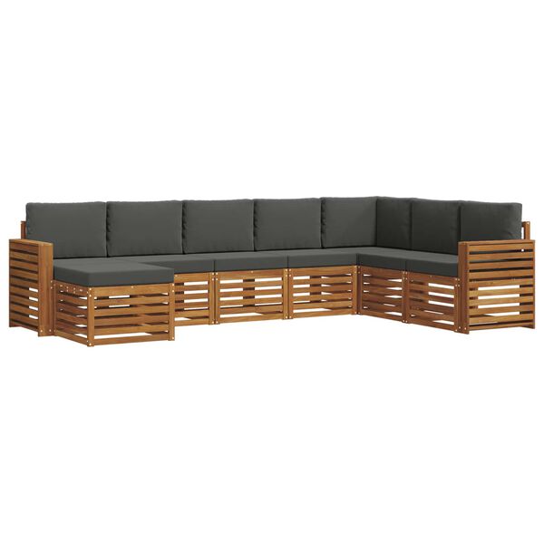 vidaXL Setovi sofa 8 pcs Prirodna i antracit Čvrsto drvo akacije