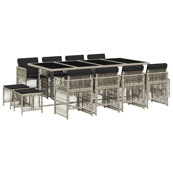 vidaXL 13-dijelni vrtni blagovaonski set s jastucima svijetlosivi