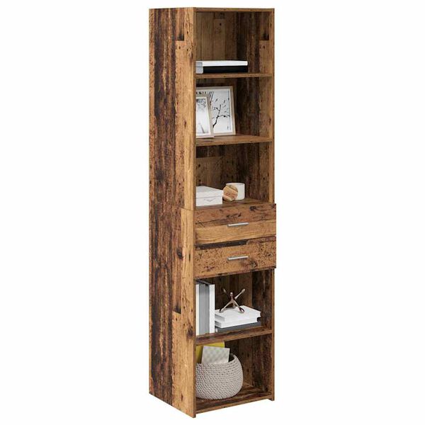 vidaXL Highboard Staro drvo 45 x 42,5 x 185 cm Konstruirano drvo