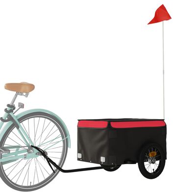 vidaXL Prikolica za bicikl crno-crvena 30 kg željezna