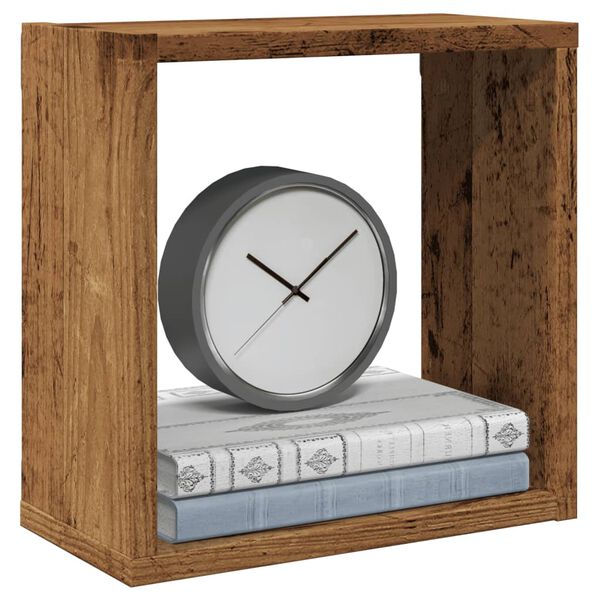 vidaXL Kockaste zidne police 4 kom boja staro drvo 30x15x30 cm drvene