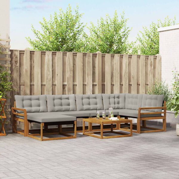 vidaXL Set vanjskih sofa s jastukom 7 pcs Prirodna i svijetlo siva