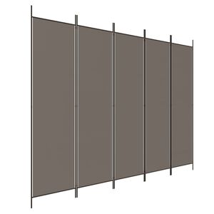 vidaXL Sobna pregrada s 5 panela antracit 250 x 220 cm od tkanine