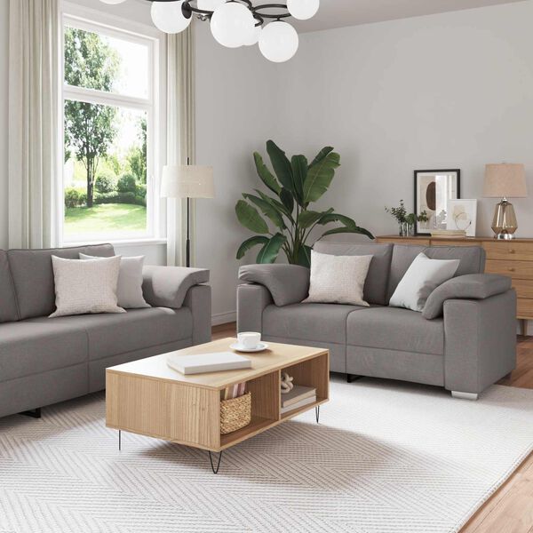 vidaXL Sofa 3 pcs Sivo-smeđa Platnasta tkanina