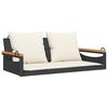 vidaXL Klupa za ljuljanje s jastucima crna 109x62x40 cm od poliratana