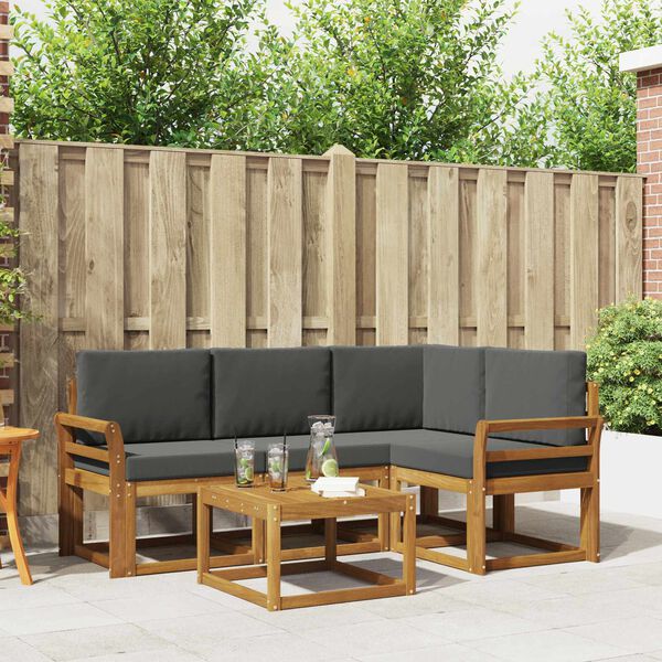 vidaXL Set vanjskih sofa s jastukom 5 pcs Prirodna i antracit