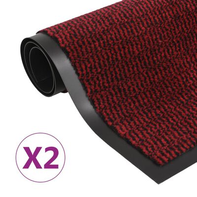 vidaXL Otirači za prašinu 2 kom pravokutni čupavi 40 x 60 cm crveni