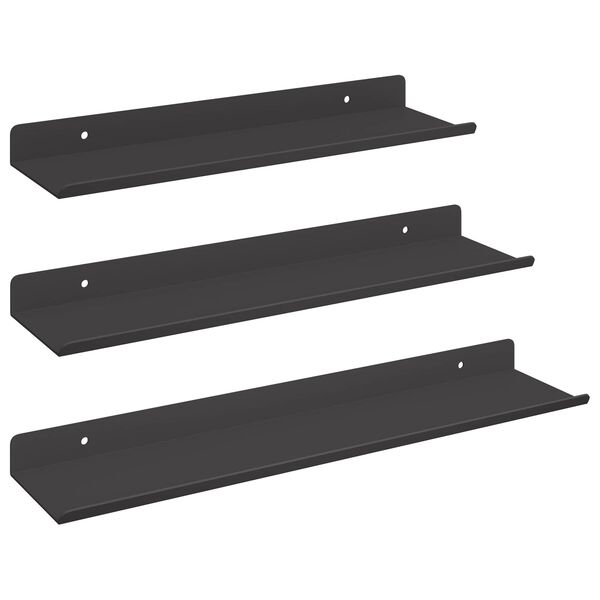 vidaXL Lebdeća polica Zidne 3 pcs Crna 40 x 9 x 2,5 cm Čelik