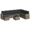 vidaXL 9-dijelni set vrtnih sofa od poliratana s jastucima sivi