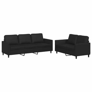 vidaXL 2-dijelni set sofa s jastucima crni od umjetne kože