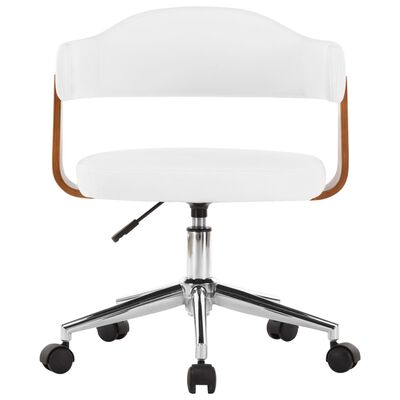 vidaXL Okretna uredska stolica od savijenog drva i umjetne kože bijela