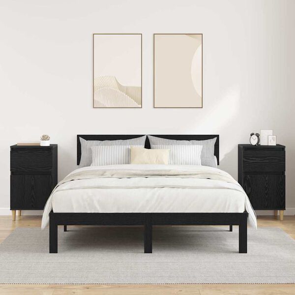 vidaXL Noćni ormar 2 pcs Crni hrast 40 x 35 x 70 cm Konstruirano drvo