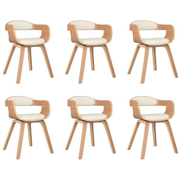 vidaXL Blagovaonska stolica 6 kom krem savijeno drvo i umjetna koža