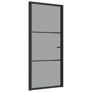 vidaXL Unutarnja vrata 93 x 201,5 cm crna od ESG stakla i aluminija