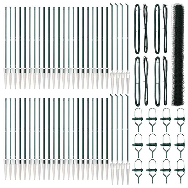 vidaXL Stup za ogradu Zelena 100 x 1,5 m (mreza 50 mm) Čelik i PVC