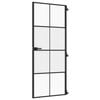 vidaXL Sobna vrata tanka crna 83 x 201,5 cm kaljeno staklo i aluminij