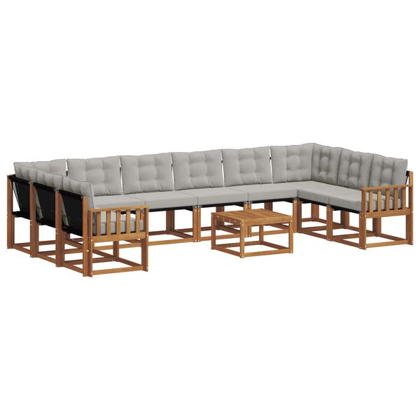 vidaXL Set vanjskih sofa s jastukom 11 pcs Prirodna i svijetlo siva