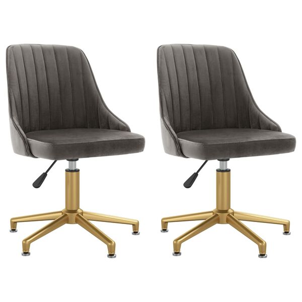 vidaXL Okretne blagovaonske stolice 2 kom tamnosive bar&scaron;unaste