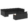 vidaXL 13-dijelni set vrtnih sofa s jastucima poliratan crni