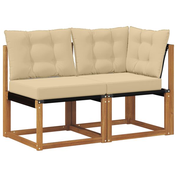 vidaXL Vanjski srednji i kutni kauč s jastukom 2 Komad Prirodna