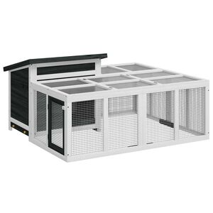 vidaXL Kavez za zečeve sivi 144 x 123 x 67,5 cm od masivne borovine