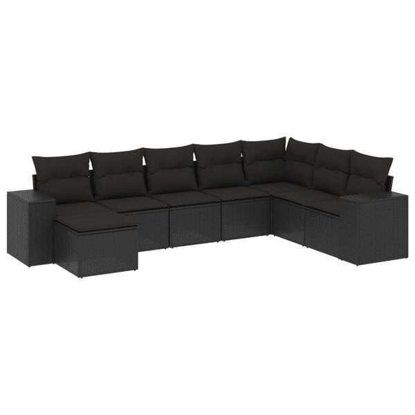 vidaXL 8-dijelni set vrtnih sofa od poliratana s jastucima crni