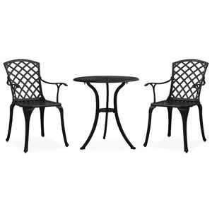 vidaXL 3-dijelni bistro set od lijevanog aluminija crni