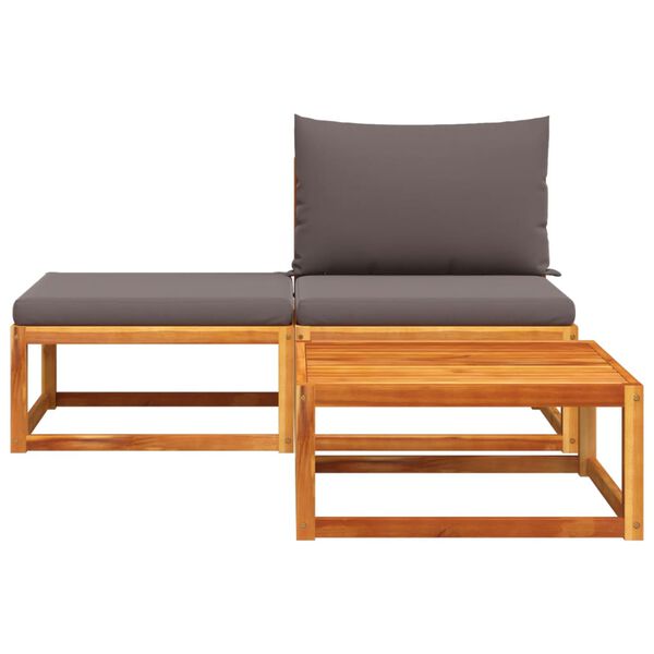 vidaXL Vrtni set od 3 dijela s jastucima, akacija i ratan